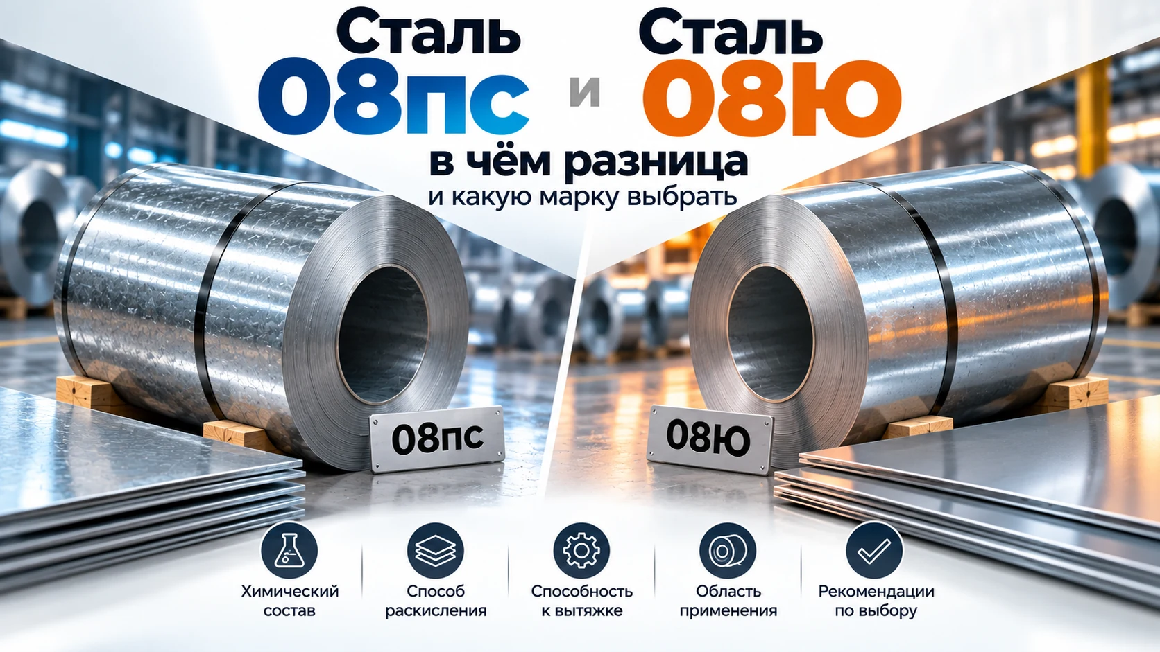 Сравнение марок стали 08пс и 08Ю для рулонного проката
